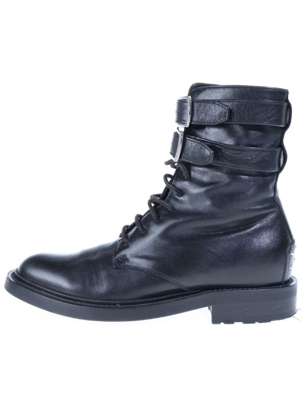 Saint Laurent Paris Leather High Boots Harness Ring Wyatt Cut Black